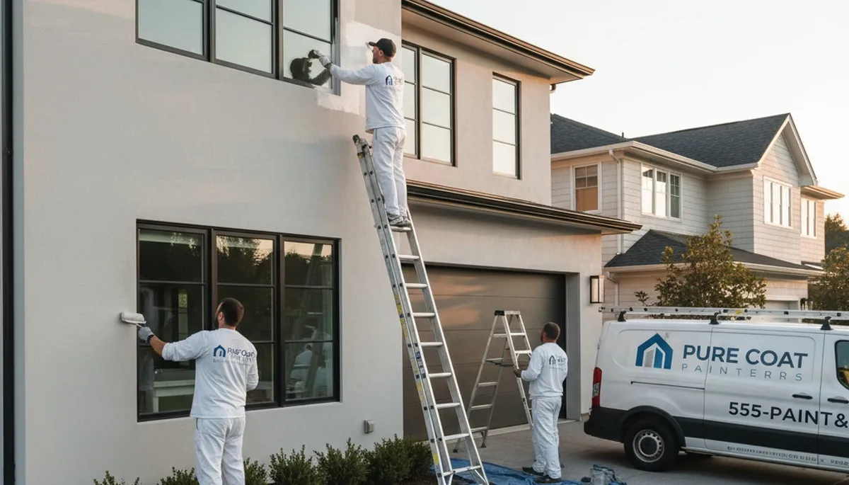Professional exterior house painters applying UV-resistant coating in Phoenix, AZ desert climate