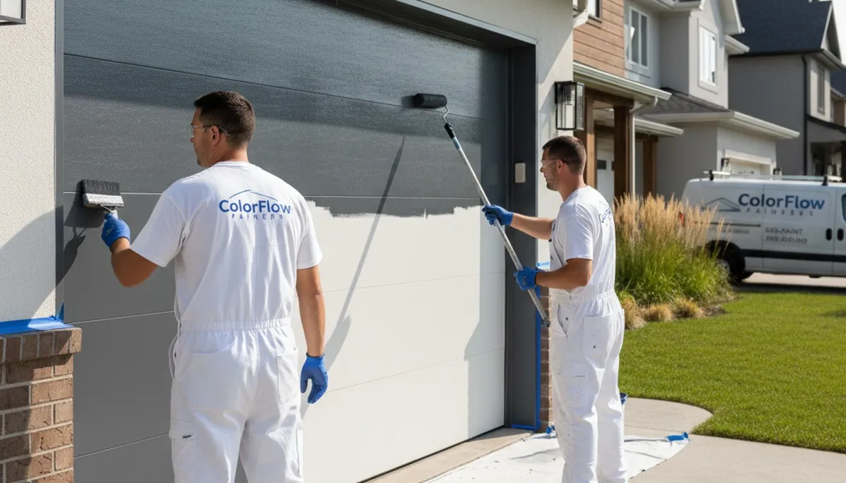 Professional garage door painting in Phoenix AZ with UV-resistant finish for lasting curb appeal